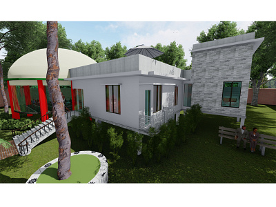 Resturant-Exterior Rendering 3d modeling 3d rendering animation architectural design design exterior design photoshop