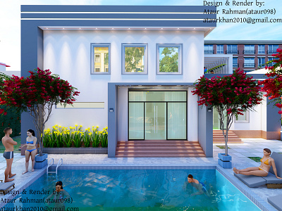 Pool side view, Exterior design & Render