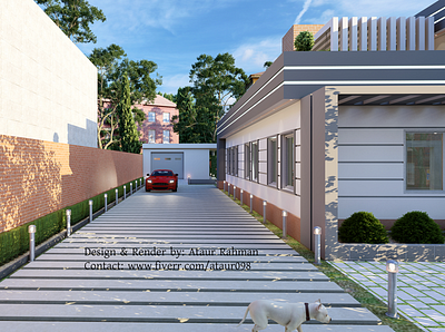 Exterior Render, Car park, 3d 3d modeling 3d rendering animation architect architectural design buildign car car parking client work design exterior garden garden light german house graphic design home house photoshop rendering