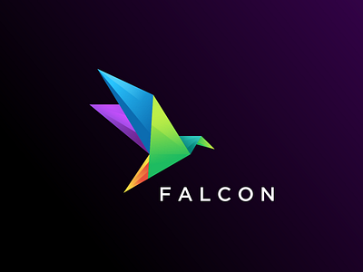 Origami Falcon logo unique design colorful gradient