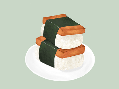 Spam Musubi drawing food hawaii illustration ipad musubi procreate sketch snack spam