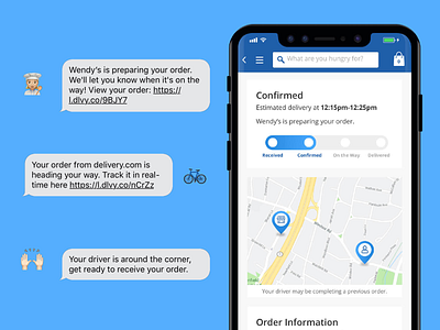 delivery.com Order Status communications ecommerce live mobile order sketch status ui ux