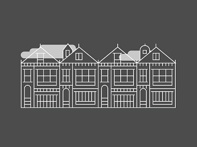 WIP: Houses clouds fog house illustration line sf vector