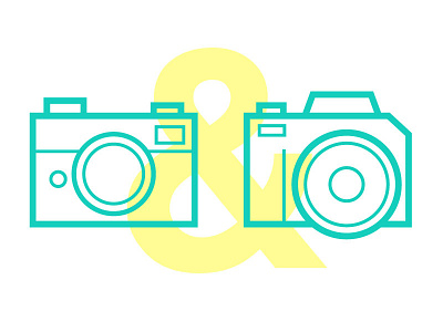 Analog & Digital cameras film iconography icons illustration vector