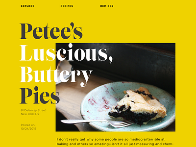 #dailyui - 003 landing page blog food landing page layout pie type typography ui