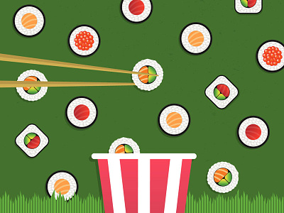 True Concessions: Movie Theatre Snacks avocado fish roe illustration illustrator movie rolls salmon seafood snack sushi tuna