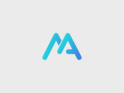 INITIAL M.A blue gradient initial letter logo luxury