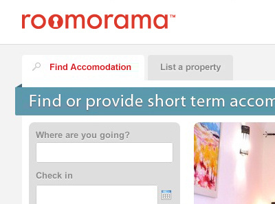 Roomorama Homepage homepage menu roomorama search tabs ui