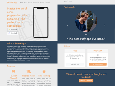 ExamKing Mock Revision App Website Design design ux web web design webpage