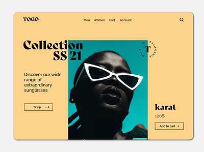Togo Sunglasses ecommerce homepage landingpage sunglass ui ui design uiux user interface design userinterface visual design