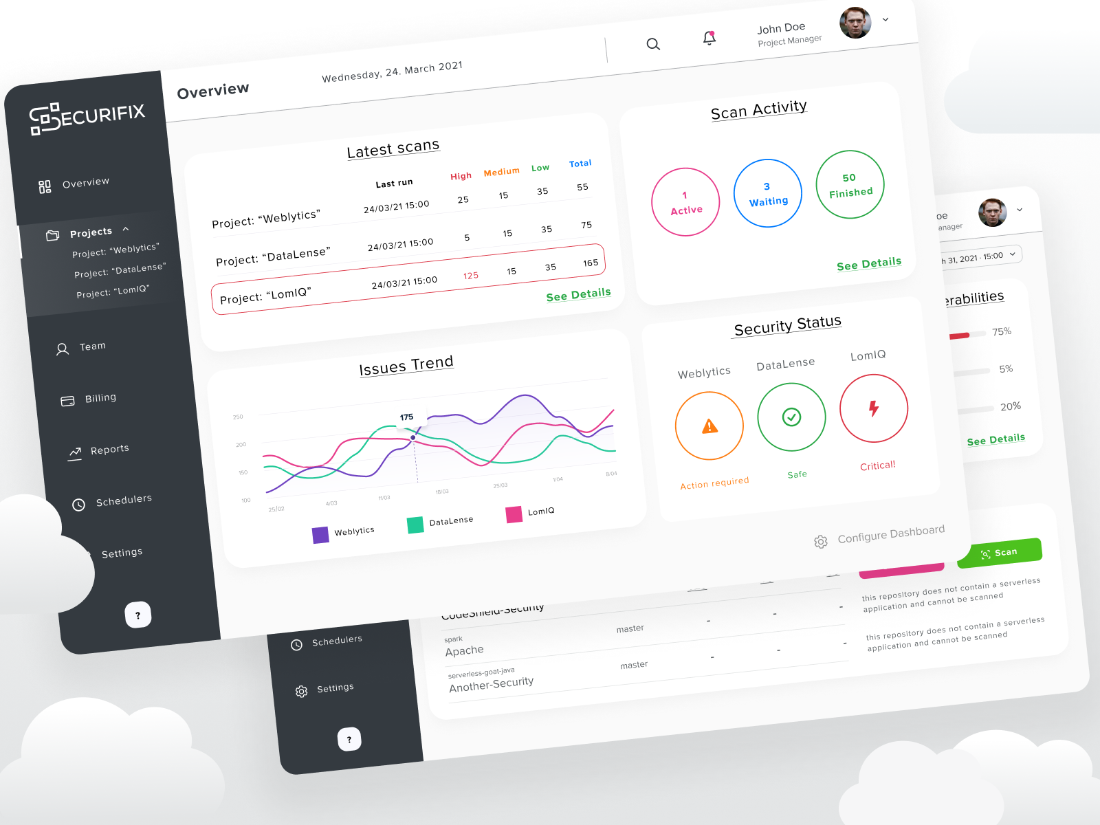 Security Scan App Dashboard by Katy E on Dribbble