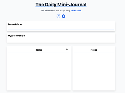 The Daily Mini-Jounrnal diary diary app journal note notepad notes notes app product design product page productdesign productivity productivity app products tailwind tailwindcss