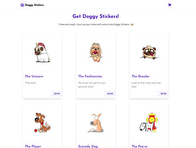 Doggy Stickers ecommerce next.js nextjs react reactjs shopify shopify plus shopify store store tailwind tailwindcss