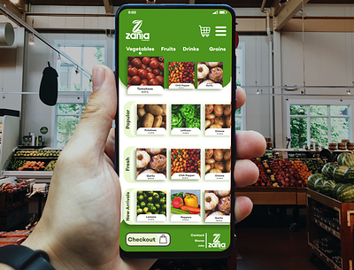 Zania Foodmart - Mockup App app branding design flat grocery app illustrator minimal ux web website