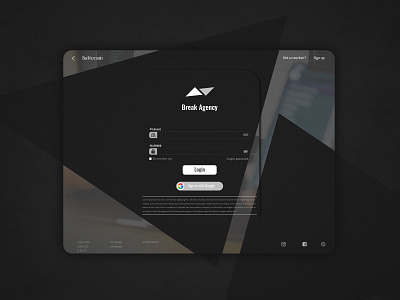 Break Agency - Login app branding dribbbleweeklywarmup illustration illustrator minimal typography ui ux web webdesign website