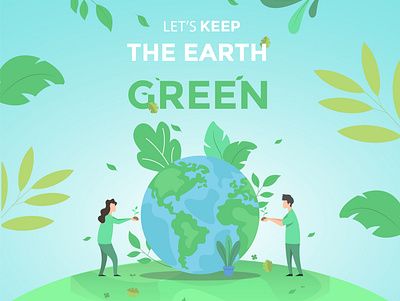 Let's Keep The Earth Green art design flat flat design graphic design illustration vector