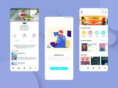 Novel App UI Design design figma graphic design homepage illustration landing page mobile apps novel novel apps profile storial ui ui design ui design mobile ui mobile user interface