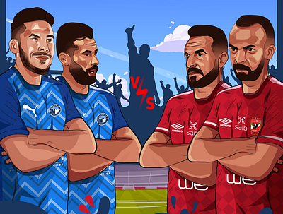 MATCH DAY -AHLY vs PYRAMIDS afsha ahly ahmed assem alahly art design digital painting football illustration ma3lol matchday vector illustration