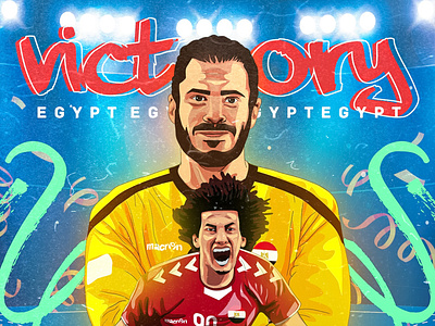 VICTORY- handball egypt ali zieny art design digital painting egypt handball hendawy illustration vector vector illustration