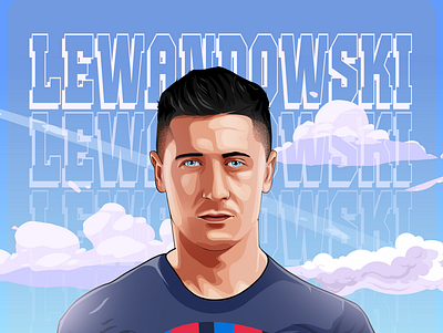 LEWANDOWSKI art barca design digital digital painting football player illustration levendowski lines vector illustration