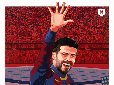 Piqué art barchelona design digital painting football graphic design illustration piqué poster vector illustration