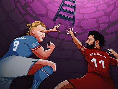 MANCITY VS LIVERPOOL art caracter design design digital painting haaland haland illustration liverpool man city salah vector vector illustration