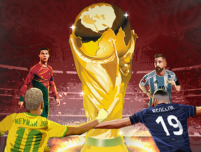 world cup openning argentina barazil benzema digital painting embaby football france illustration messi neymar ronaldo vector illustration world cup