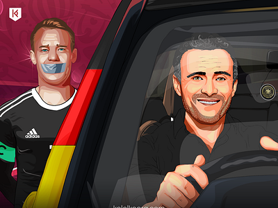 España vs jerman argentina art design digital painting espania football illustration jerman luis enrique neuer poster vector illustration world cup