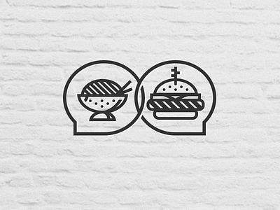 BurgerTalk / NoodleTalk bowl bubble burger frilly toothpick icon illustration logo noodles speech