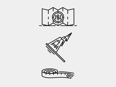 /Purpose Icons compass icons illustrations line linework map measuring tape pennant purpose ruler