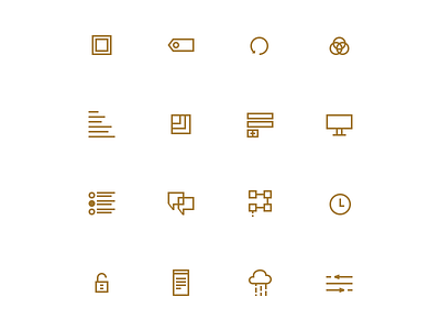 Features Icon Set gold icons line minimal mono line mono width