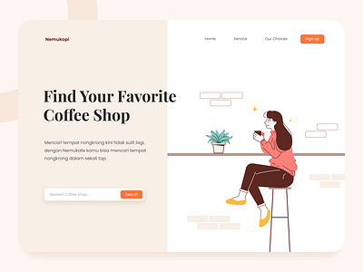 Coffee Shop Finder Website clean coffee coffee shop design header illustration landing page modern modern design shop ui ui design uiux ux ux design web design website
