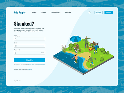 Fishing Website | Sign-Up daily ui dailyui 001 fishing illustration sign up ui ui design website design
