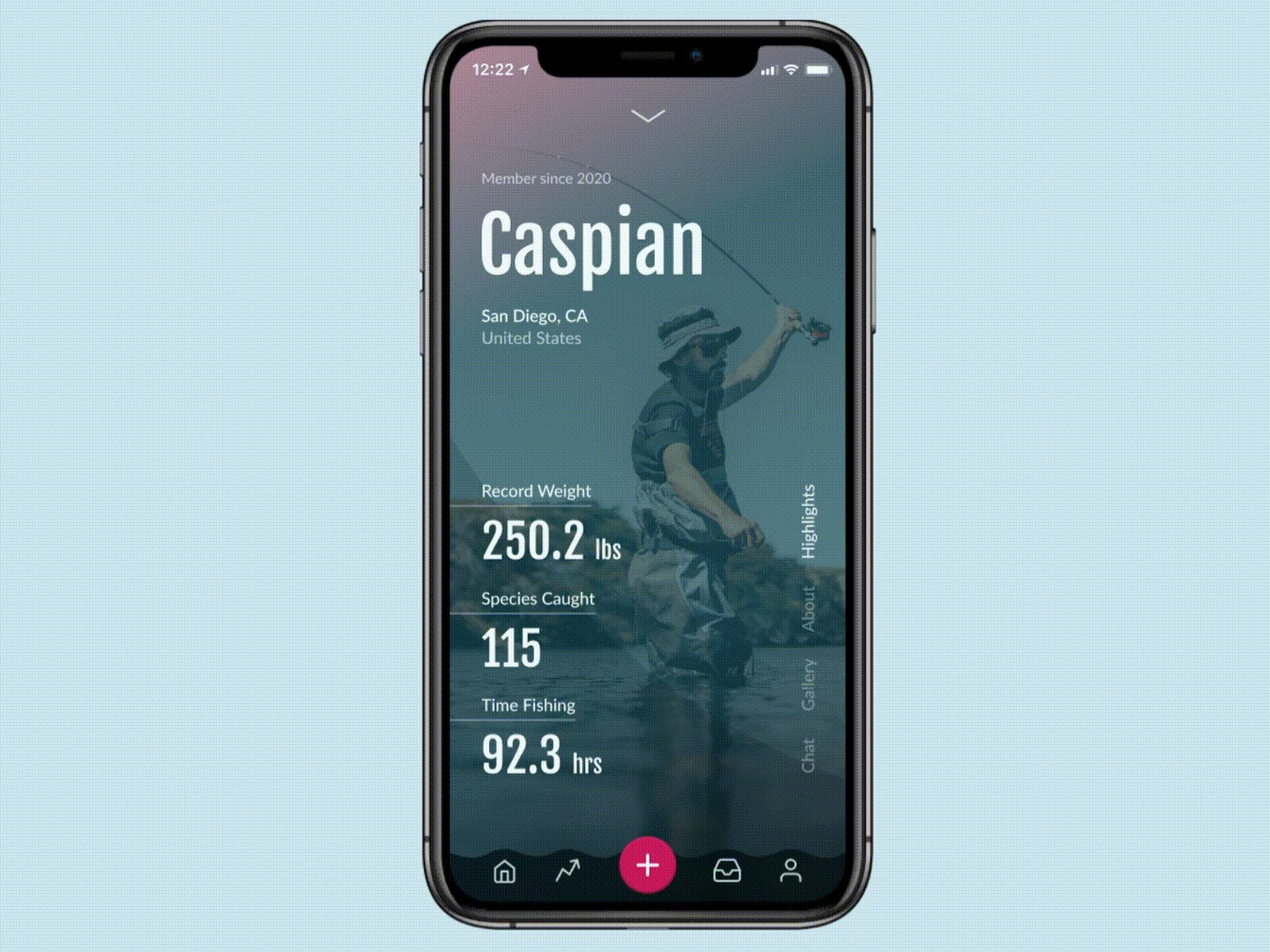 Fishing App Concept | User Profile app app design concept daily ui daily ui 006 fishing ui ui design user profile