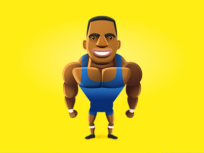 Weightlifter art cabezarota character game illustration