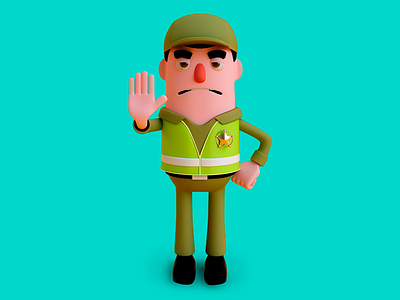 The Police 3d 3d character body c4d cgi character design cop face guy mad police stop
