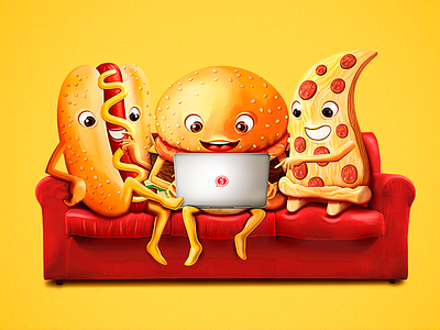 Fast food guys burger character dribbblers fast food hot dog photoshop pizza