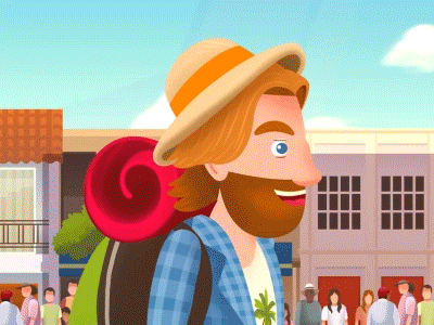 Walking around the city 2d animation cartagena character colombia dribbblers guy tourist walking