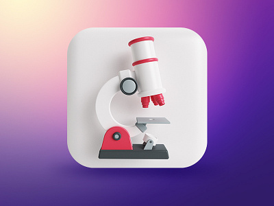 Microscope App Icon 3d app button dribbblers icon iphone microscope