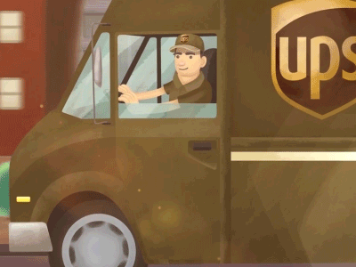 ups delivery truck cartoon