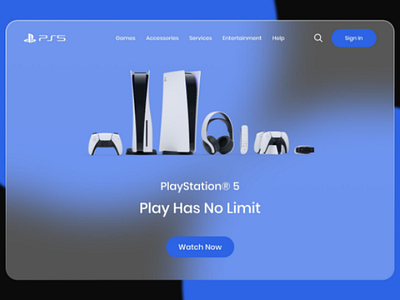 PS5 landing page Glassmorphism