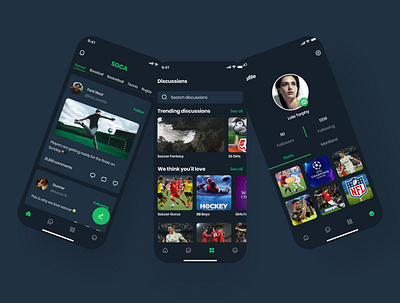 SOCA Sports App design disscussions home minimal product design profile social media sports ui ux