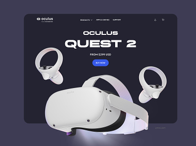 Oculus Quest 2 - Landing Page concept dark mode design illustration landing page minimal oculus quest 2 ui ux vr vr headset