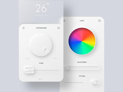 smart home ac button color color picker colorpicker control control panel home light neumorphic neumorphism skeumorphism smart home smarthome teamature thermostat 新拟态