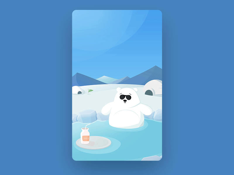 Enjoy your hot spring bear cold day hot spring ice milk mountain polar bear sunny water weather winter