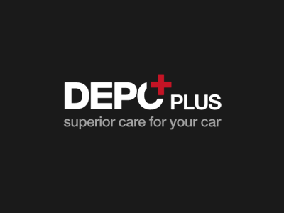 Depo Plus auto clean dark helvetica logo symbol