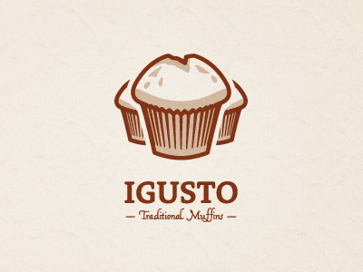 IGUSTO - Traditional Muffins brown identity illustration logo muffins symbol