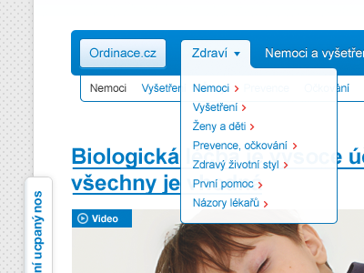 Ordinace.cz - redesign blue clean medical menu navigation redesign white