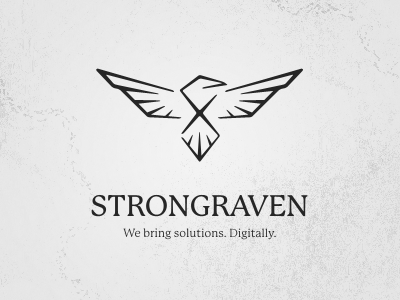 Strongraven black digital logo raven solutions strong texture white