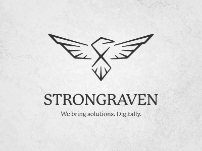 Strongraven (updated) black digital logo raven solutions strong texture white